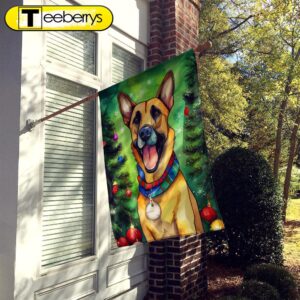 Belgian Malinois Christmas House Flag