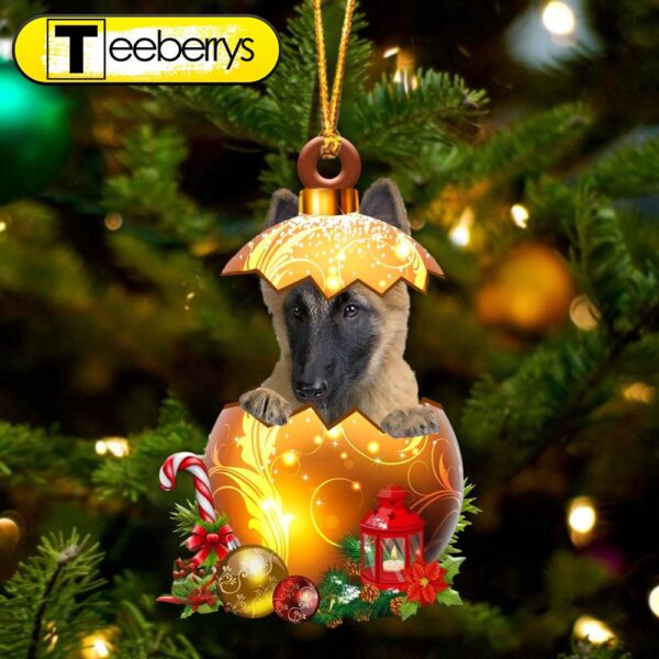 Belgian Tervuren In Golden Egg Christmas Ornament