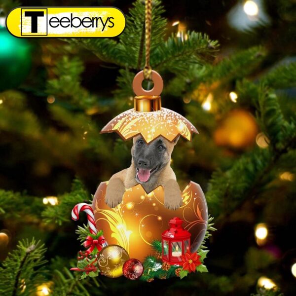 Belgian-Shepherd In Golden Egg Christmas Ornament