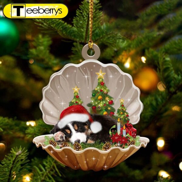 Bernese Mountain-Sleeping Pearl In Christmas Two Sided Christmas Plastic Hanging Ornament