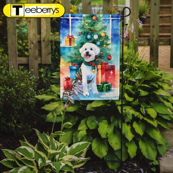 Bichon Frise Christmas Garden Flag, Christmas Flag, Christmas Outdoor Flag