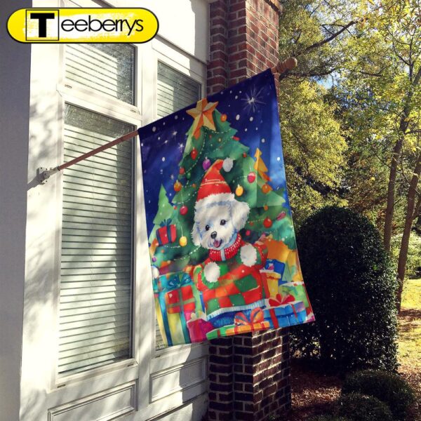 Bichon Frise Christmas House Flag