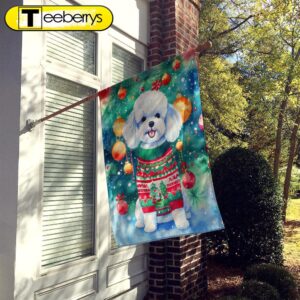 Bichon Frise Christmas House Flag,…