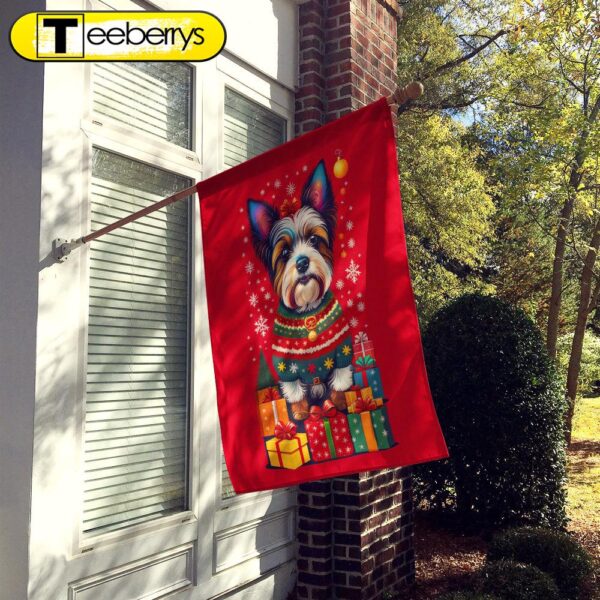 Biewer Terrier Holiday Christmas House Flag