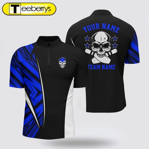 Black And Blue Camo Custom Camo Bowling Bowling Jersey Shirts, Team Skull Bowling Jerseys