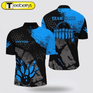 Black And Blue Men Bowling Bowling Jersey Shirts Custom Retro Bowling Ball Pins Bowling Team Jerseys