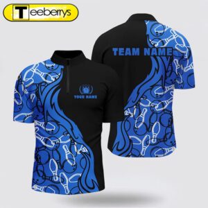 Black And Blue Pattern Bowling Bowling Jersey Shirts, Custom Team Bowling Jerseys  Bowlers