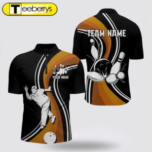 Black And Orange Bowling Jersey Men Personalized Bowling Jersey Shirt Bowling Team League Shirt