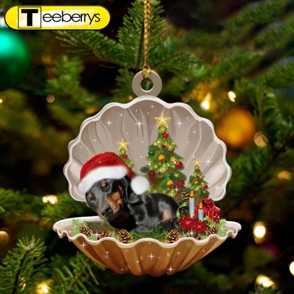 Black And Tan Dachshund-Sleeping Pearl In Christmas Two Sided Christmas Plastic Hanging Ornament