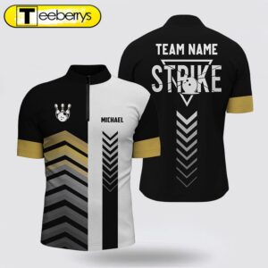 Black And White Men Bowling Jersey Shirts Custom Retro Bowling Ball Pins Team League Jerseys Yellow