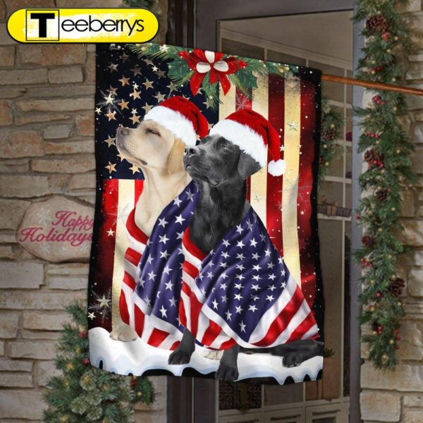 Black And Yellow Labrador Retrievers Flag Merry Christmas