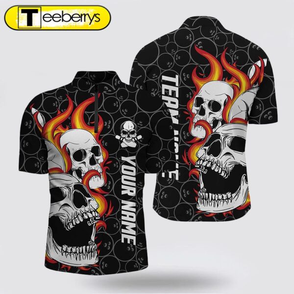 Black Camo Bowling Bowling Jersey Shirts  Custom Flame Skull Bowling Team League Jerseys