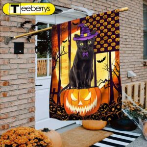 Black Cat Halloween Flags, Halloween…