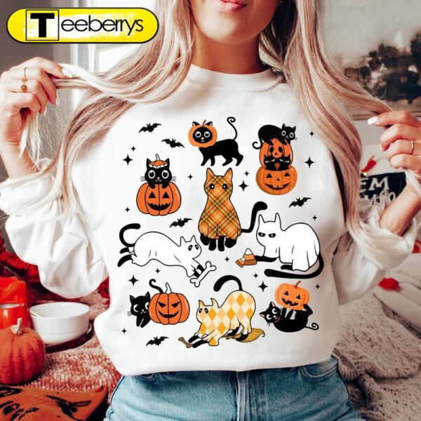 Black Cat Halloween, Ghost Cat Halloween Shirt