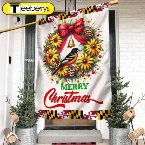 Black Eyed Susan Christmas Wreath and Baltimore Oriole Maryland Flag