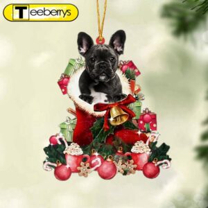 Black French Bulldog-Red Boot Hanging…