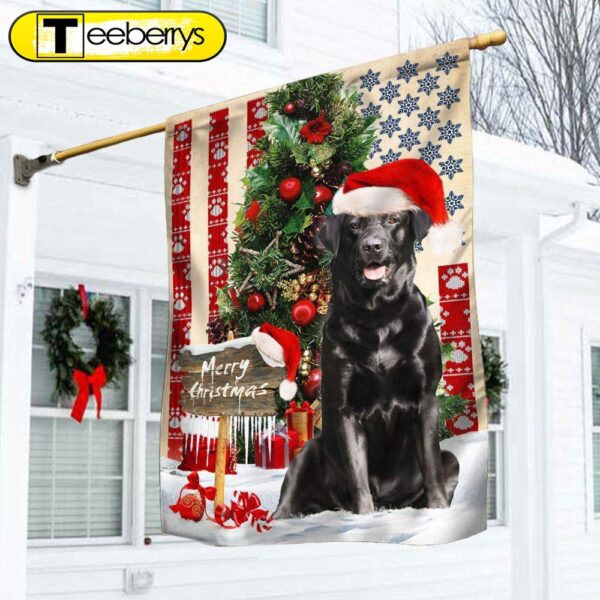 Black Labrador Retriever Dog Christmas American Flag – Christmas Flag