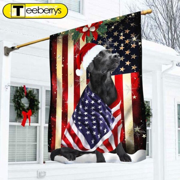 Black Labrador Retriever Flag Merry Christmas