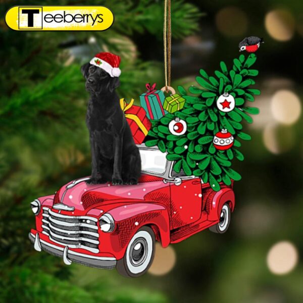 Black Labrador-Pine Truck Hanging Christmas Plastic Hanging Ornament