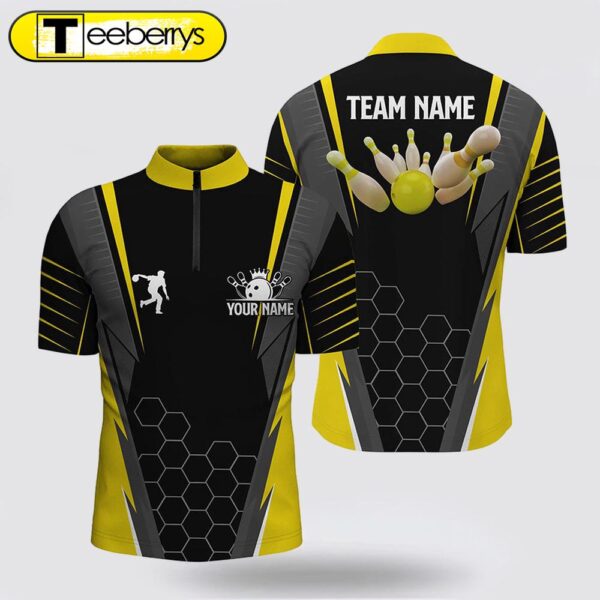 Black Men Bowling Shirt Bowling Jersey Custom Name Mens Bowlers Jersey, Team Bowling Outfits Yellow