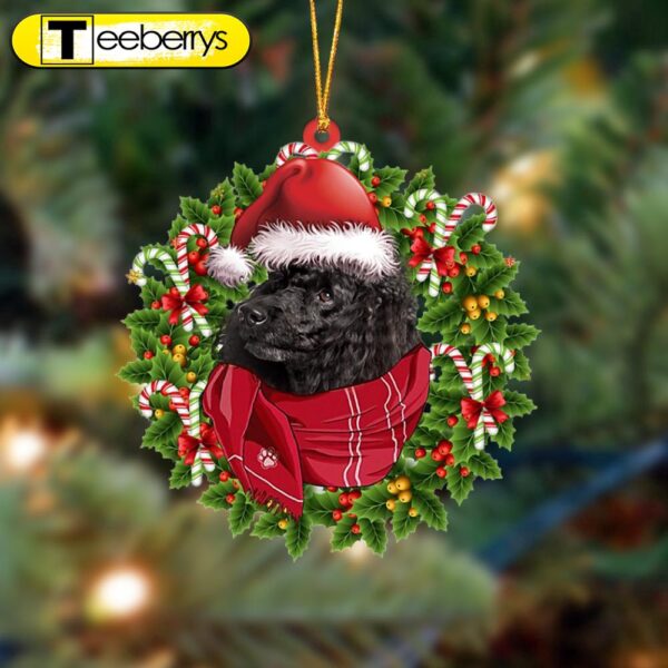 Black Miniature Poodle-Xmas Bandana Hanging Christmas Plastic Hanging Ornament