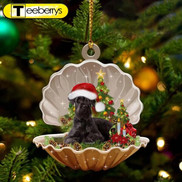 Black Schnauzer-Sleeping Pearl In Christmas Two Sided Christmas Plastic Hanging Ornament