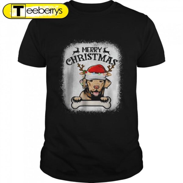 Bleached Chesapeake Bay Retriever Santa Hat Merry Christmas Shirts