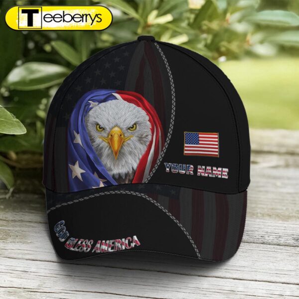 Bless America Eagle With Flag Baseball Cap