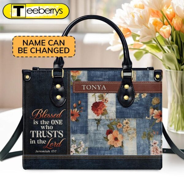 Blessed Is The One Personalized Leather Handbag With Handle For Women