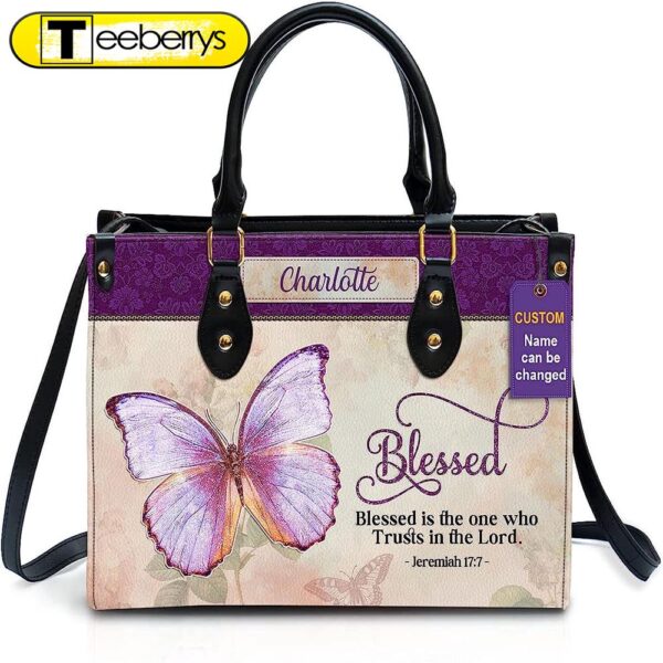 Blessed Is The One Who Trusts In The Lord Personalized Leather Bag With Handle