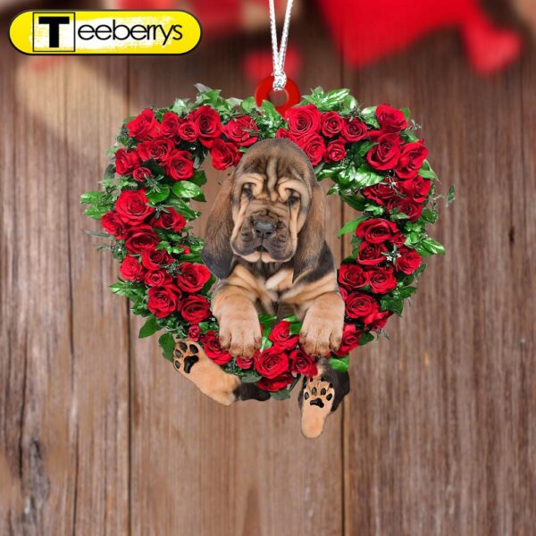 Bloodhound-Heart Wreath Two Sides Christmas Plastic Hanging Ornament