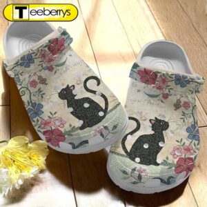 Blooming Black Cat Clogs Shoes…