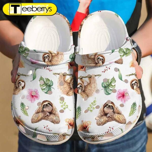 Blooming Sloth Clogs Shoes For Birthday Christmas Thanksgiving