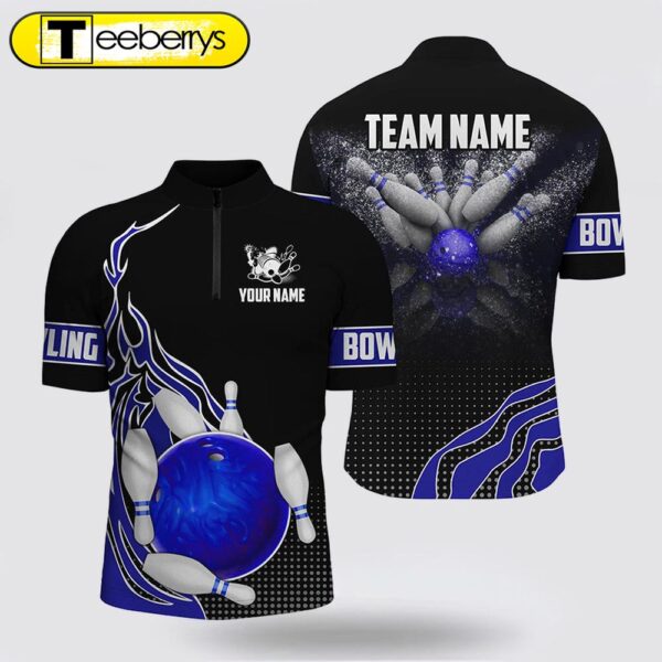 Blue And Black Bowling Bowling Jersey Shirts  Custom Bowling Ball Pins Team Jerseys Bowl Gifts