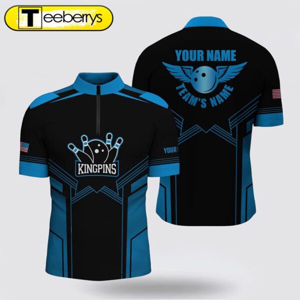 Blue And Black Bowling Bowling Jersey Shirts  Custom Name And Team Name Bowling Team Shirts