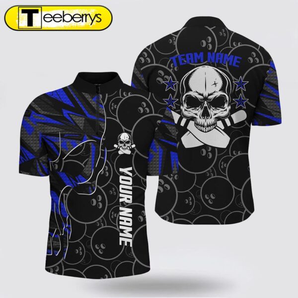 Blue Camo Black Bowling Bowling Jersey Shirts  Custom Team Skull Bowling, Team Bowling Jerseys