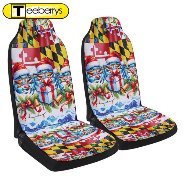 Blue Crabs Merry Christmas Maryland Seat Cover Cars