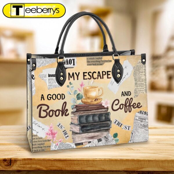 Book My Escape A Good Book And Coffee Leather Bag – Best Gifts For Book Lovers