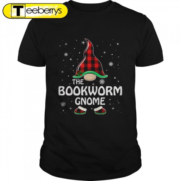 Bookworm Gnome Buffalo Plaid Matching Family Christmas Shirts