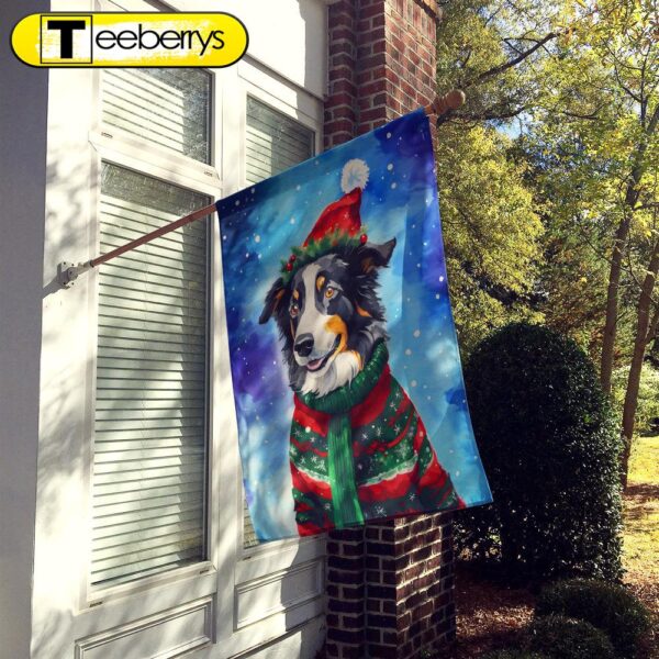 Border Collie Christmas House Flag