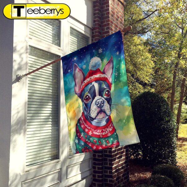 Boston Terrier Christmas House Flag