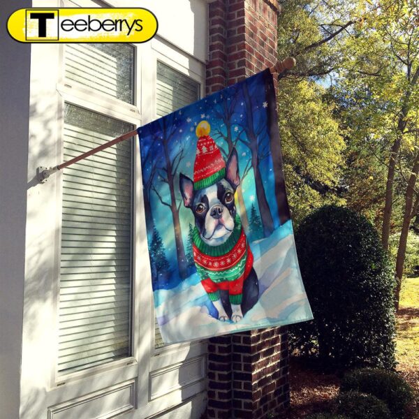 Boston Terrier Christmas House Flag, Christmas Flag