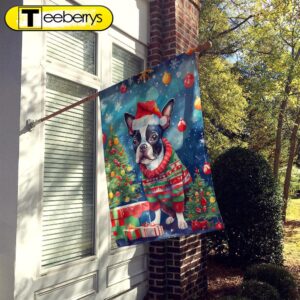 Boston Terrier Christmas House Flag