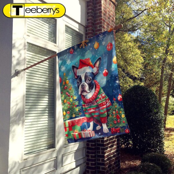 Boston Terrier Christmas House Flag