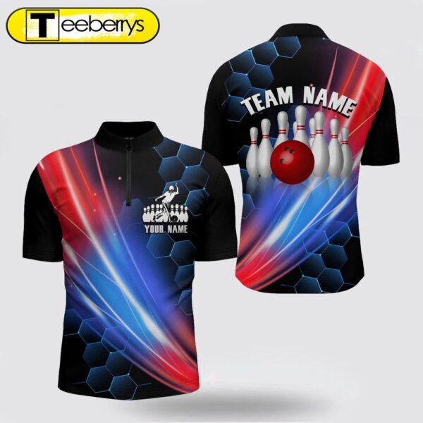 Bowling 14 Zip Shirt  Custom Bowling Jersey For Team Bowling Jersey Bowling Shirt Bla