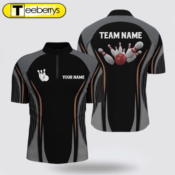 Bowling Jersey Shirts  Custom Bowling Ball And Pins Black Vintage Bowling Team Jerseys