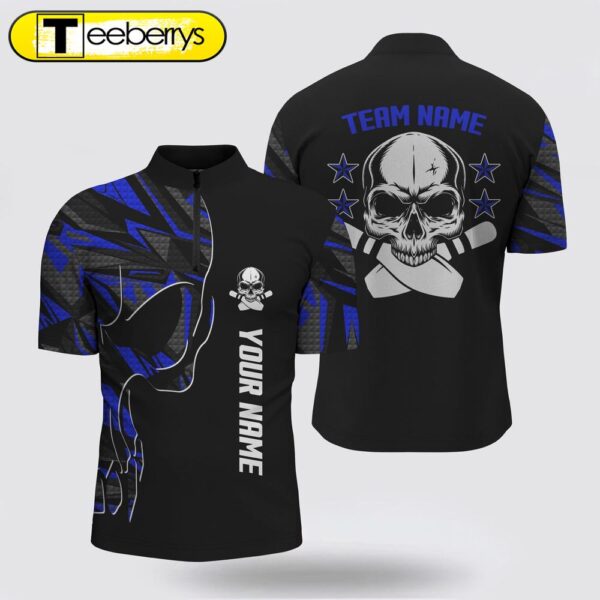 Bowling Jersey Shirts  Custom Name And Team Name Skull Bowling, Team Bowling Shirts Blue