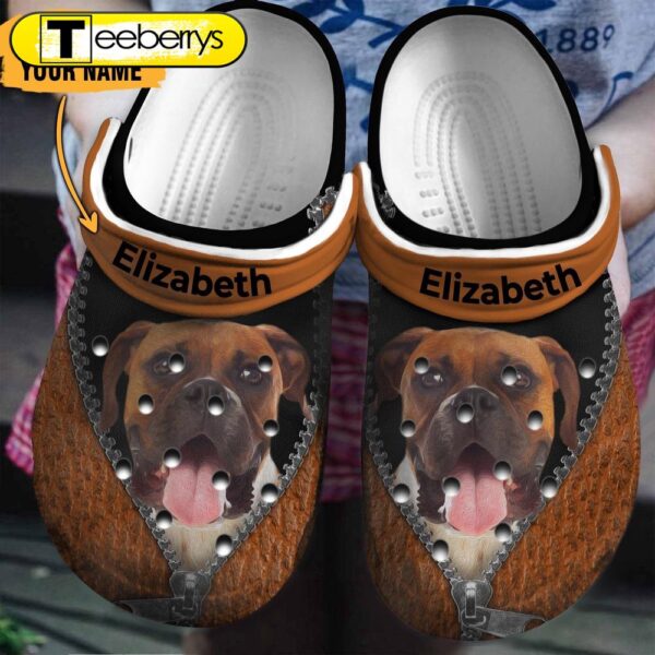 Boxer Brown In Zipper Personalized Shoes Clogs Gifts For Birthday Christmas