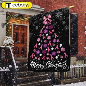 Breast Cancer Christmas Flag Merry…