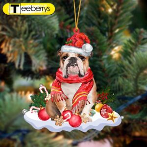 Brown English Bulldog-Better Christmas Hanging…